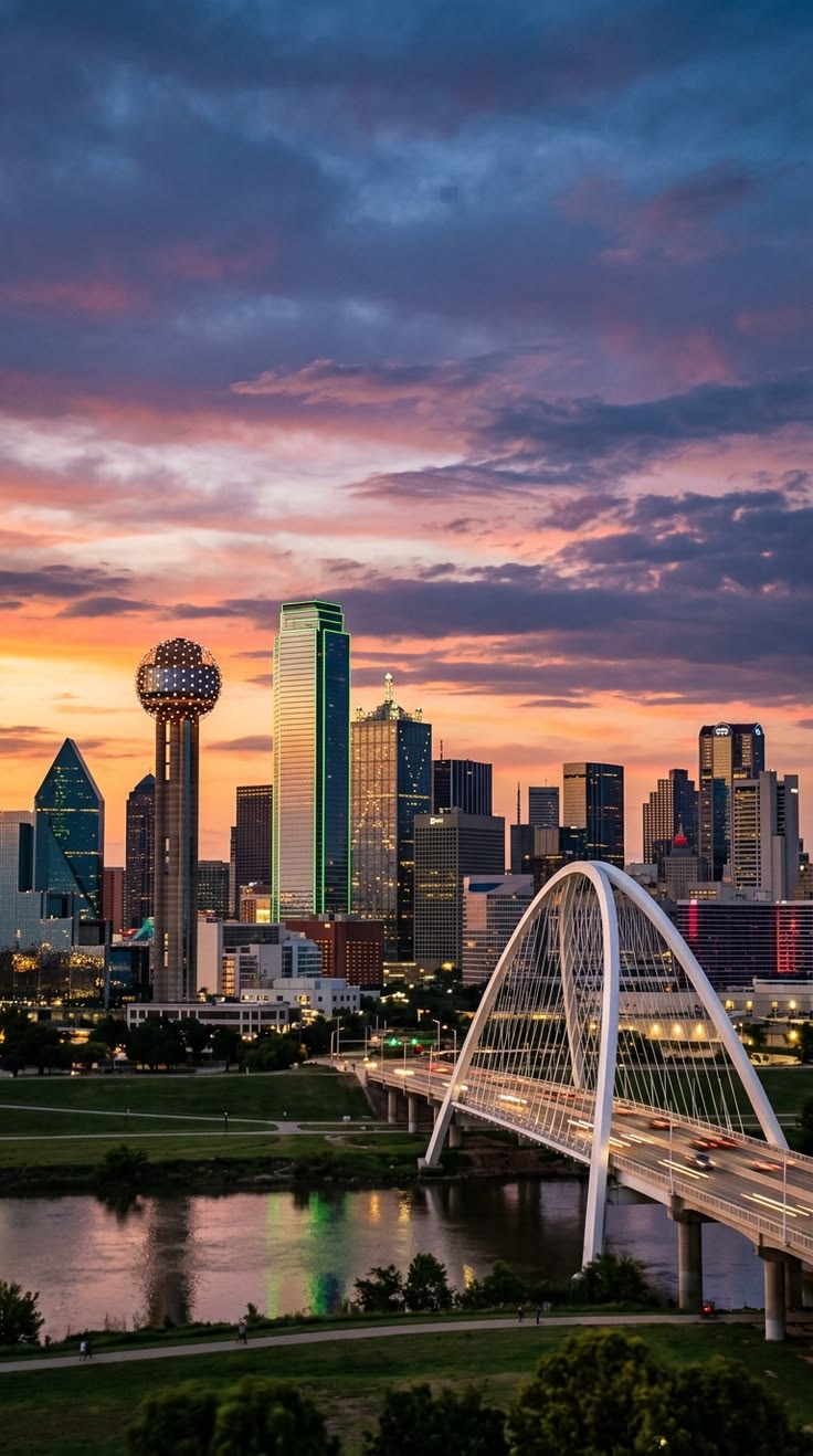 Dallas skyline at sunset