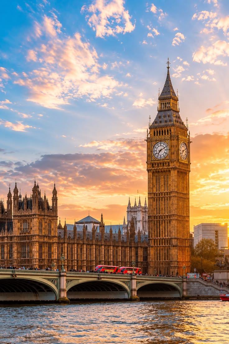 Big Ben and Westminster Bridge in London